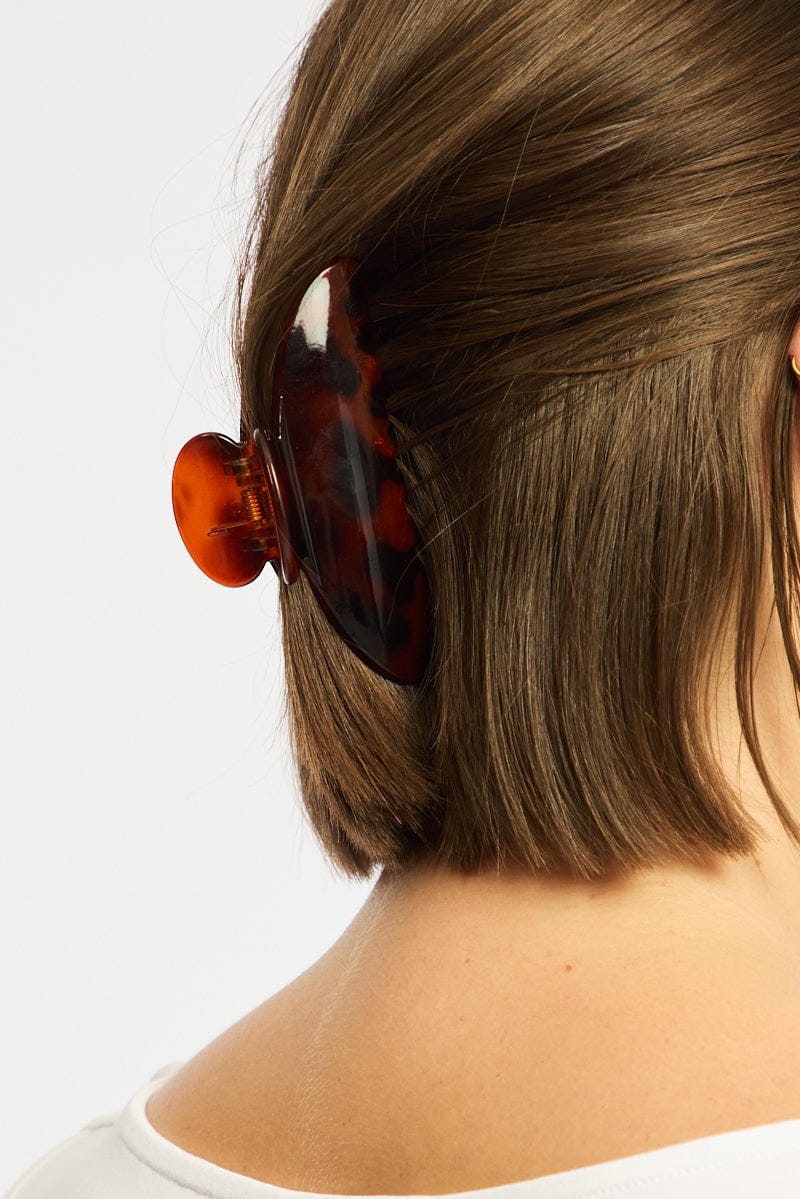 Brown Animal Print Tortoiseshell Hair Claw Clip
