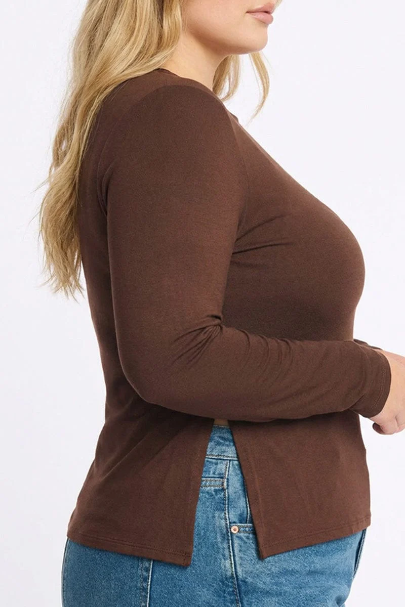 Brown Asymmetrical Top Long Sleeve - Image 2