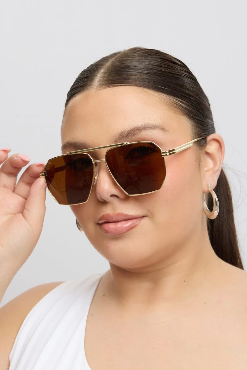 Brown Aviator Sunglasses