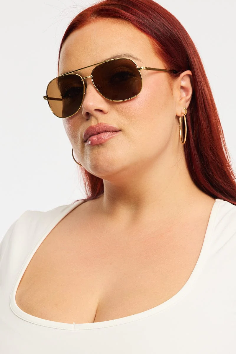 Brown Aviator Sunglasses