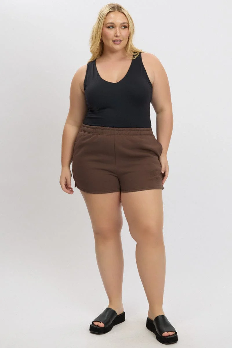 Brown Barcelona Embroidered Track Shorts - Image 3