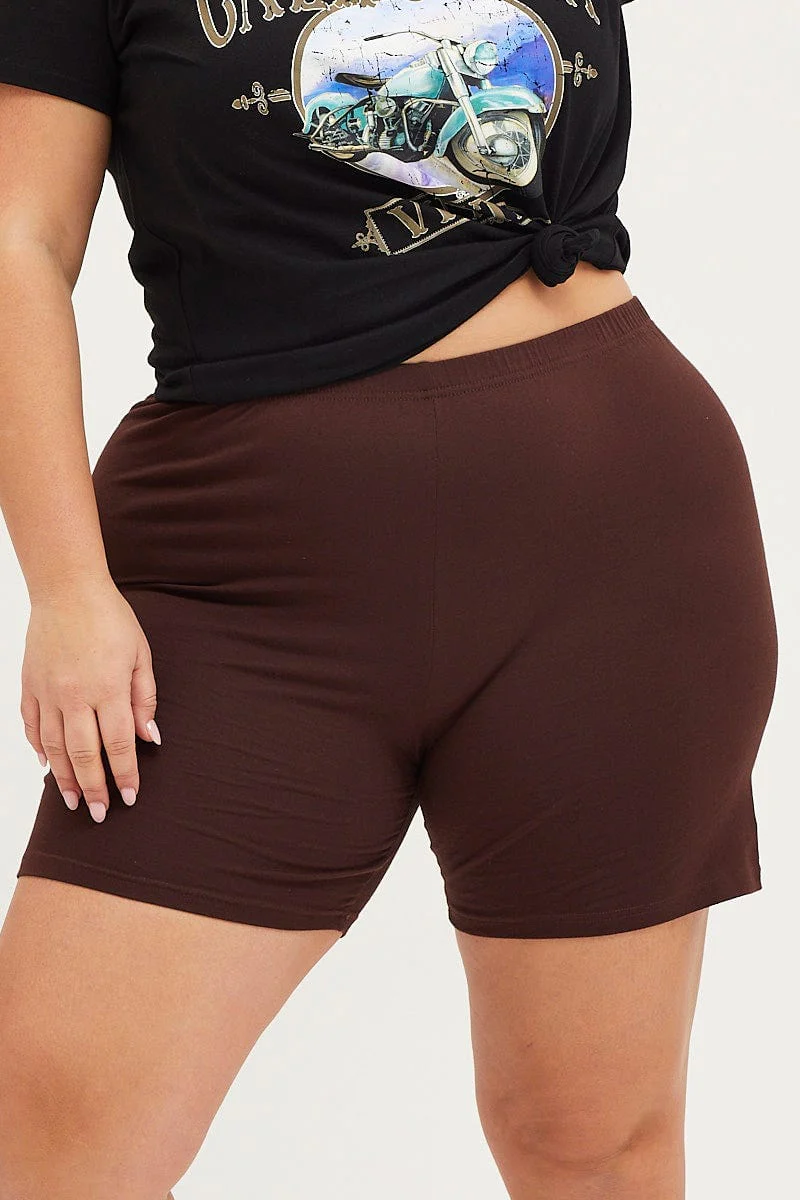Brown Bike Shorts Cotton - Image 2
