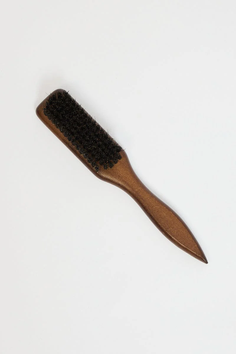 Brown Boar Bristle Hair And Beard Brush Comb