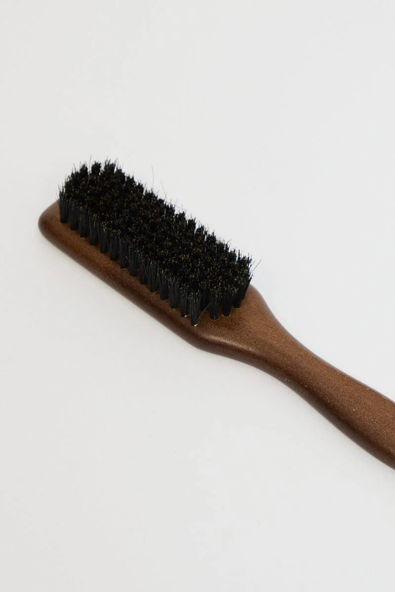 Brown Boar Bristle Hair And Beard Brush Comb - Image 3