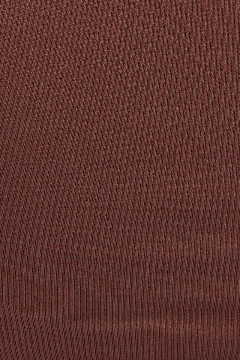 Brown Bodysuit Short Sleeve Crew Neck Seamless - Image 6