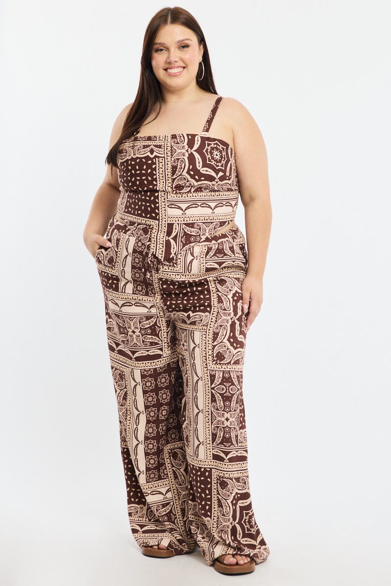 Brown Boho Bandana Scarf Top - Image 2