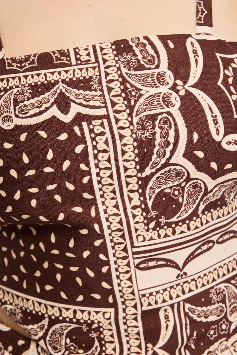 Brown Boho Bandana Scarf Top - Image 5