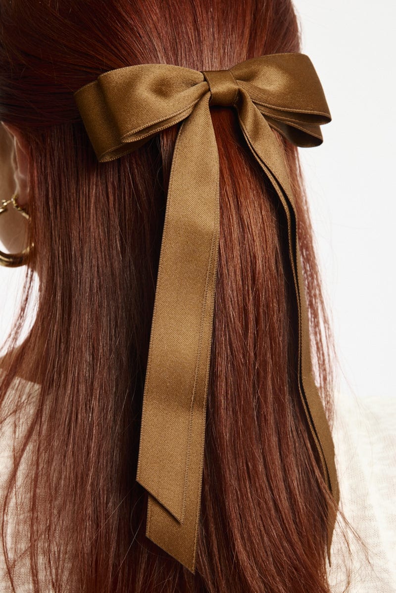 Brown Bow Hair Clip - Image 3