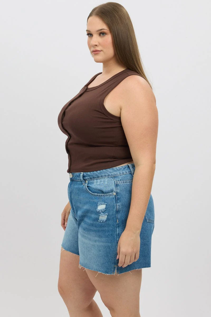 Brown Button tank Top - Image 4