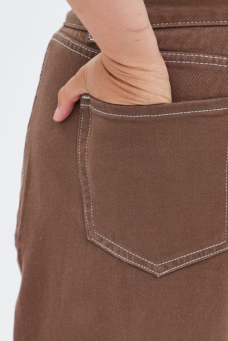 Brown Cargo Denim Jeans High Rise - Image 7