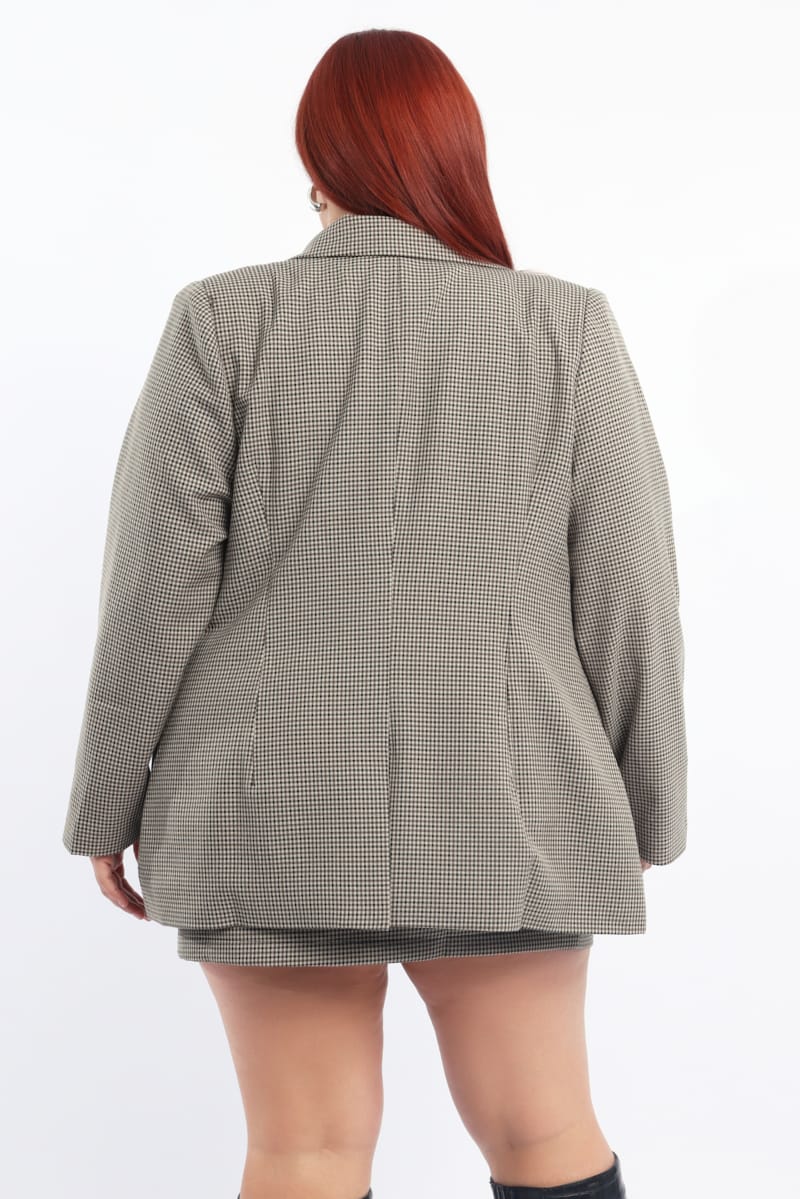 Brown Check Blazer Long Sleeve Lined - Image 5