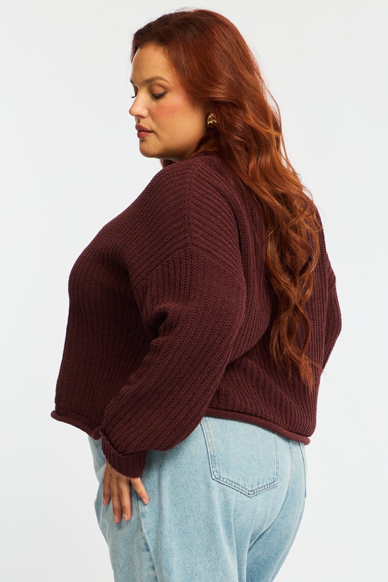 Brown Chenille Knit Jumper Long Sleeve - Image 5