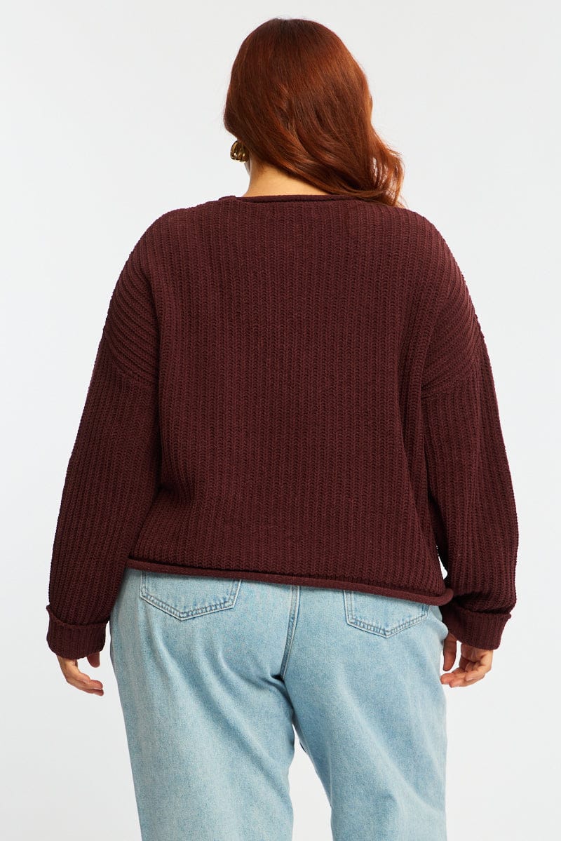 Brown Chenille Knit Jumper Long Sleeve - Image 6
