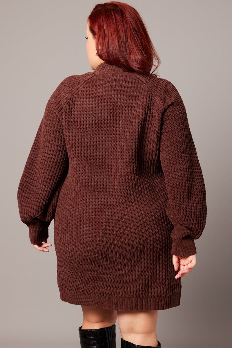 Brown Chenille Sweater Minidress - Image 5