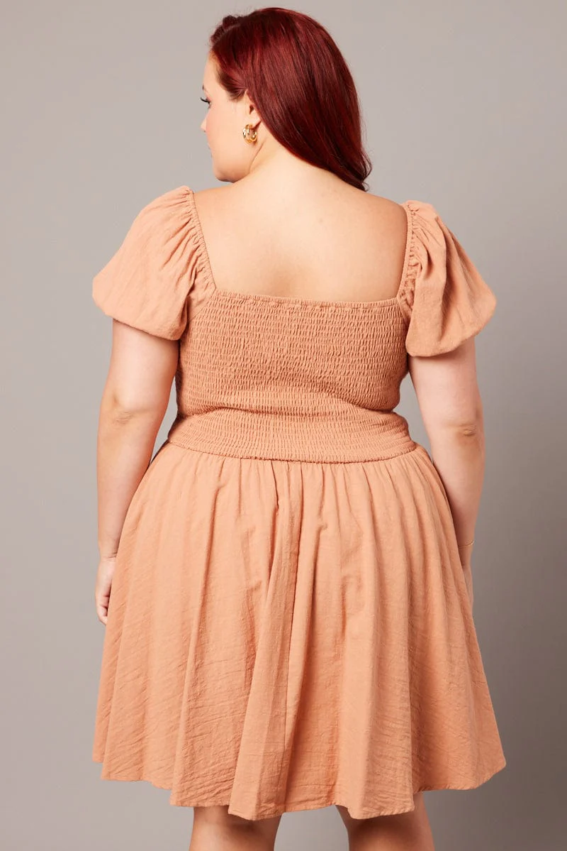 Brown Corset Puff Sleeve Mini Dress - Image 5