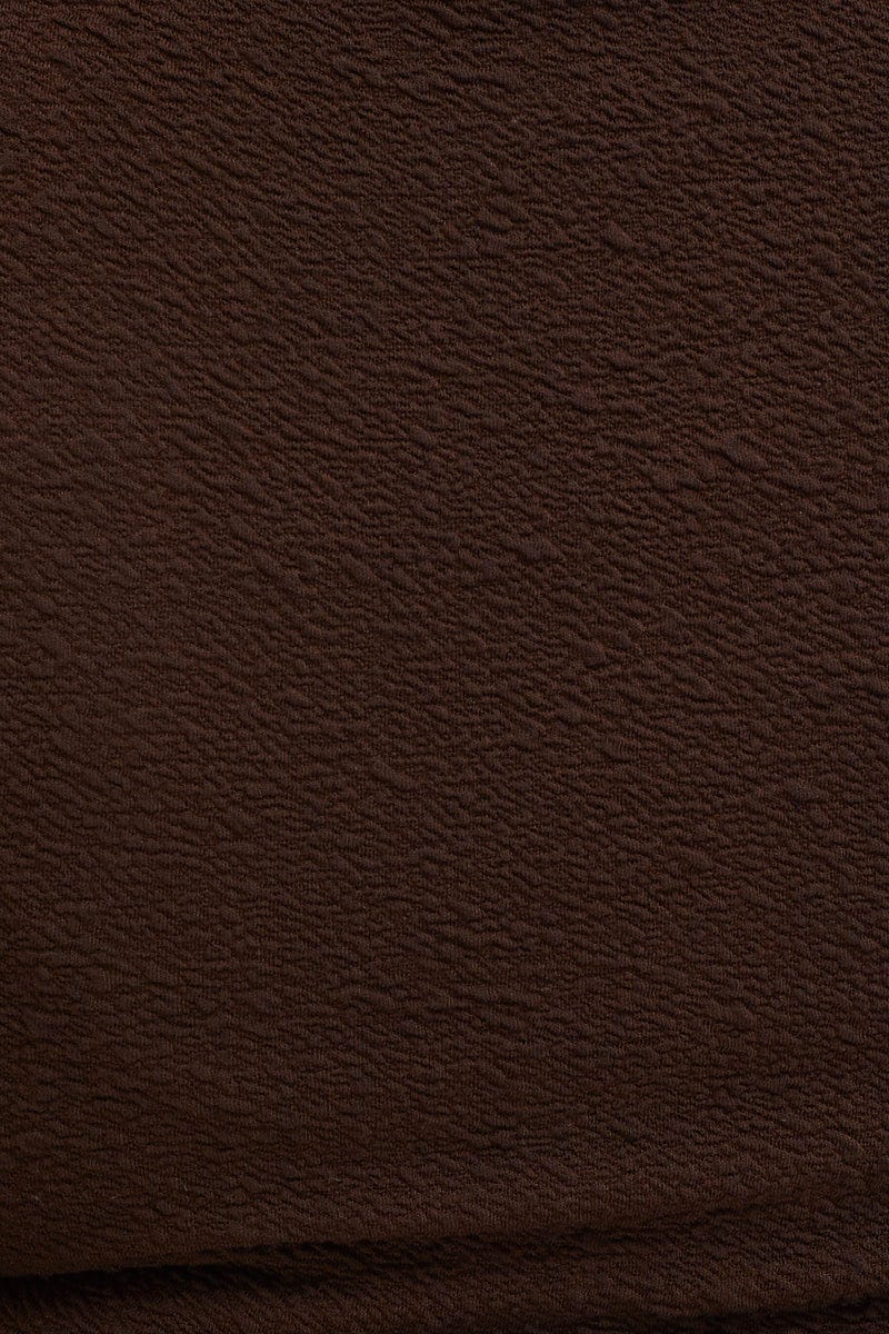 Brown Crew Neck Short Sleeve Textured T-shirt - Image 6