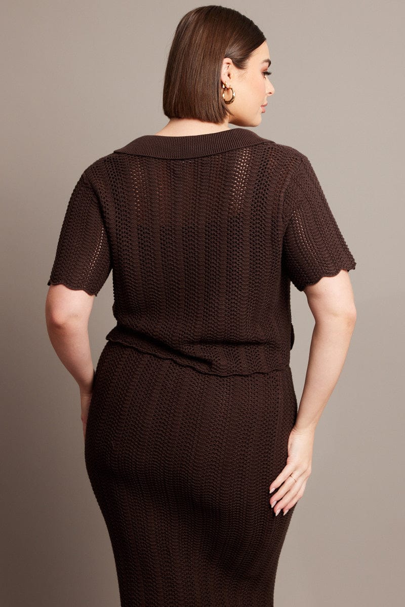Brown Crochet Knit Cardigan - Image 5