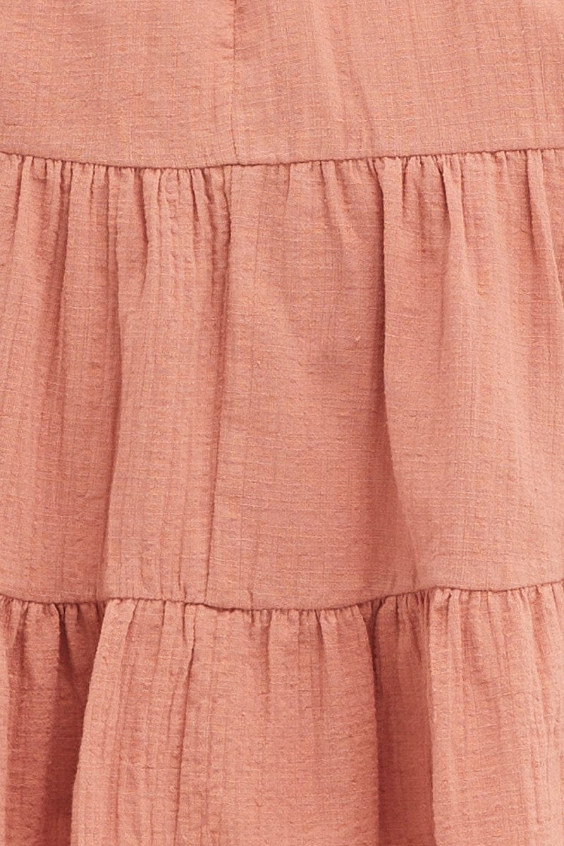 Brown Fit And Flare Dress Button Front Cotton - Image 6