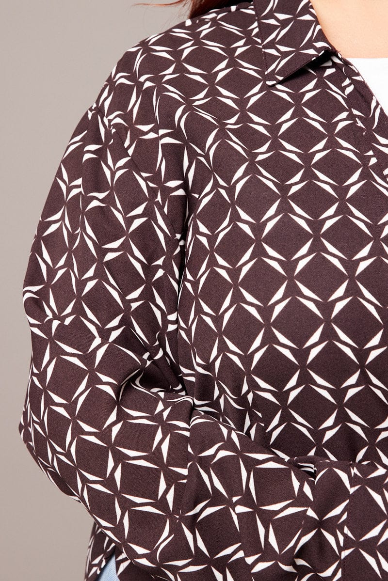 Brown Geo Relaxed Shirt Long Sleeve - Image 6