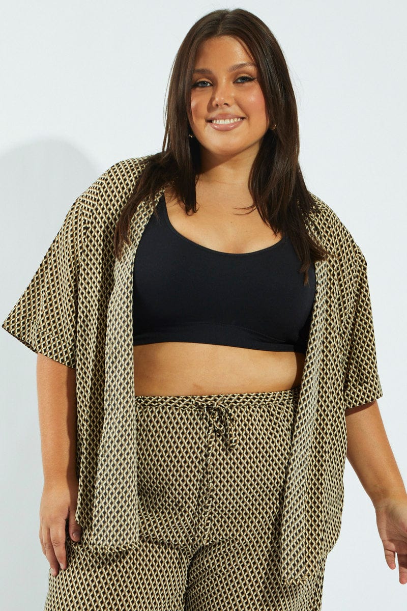 Brown Geo Relaxed Shirt Short Sleeve - Image 3