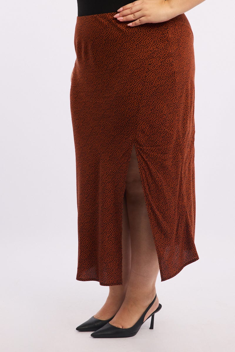 Brown Geo Spot Slip Skirt - Image 3