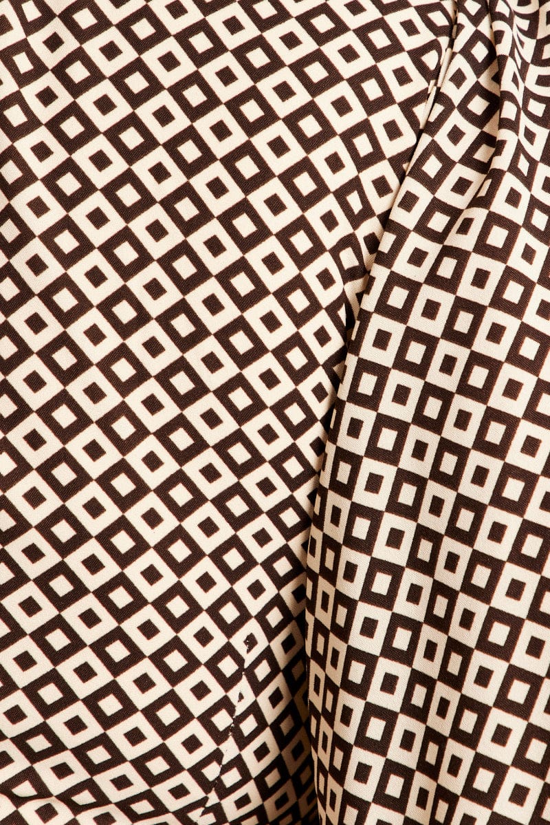 Brown Geo Tie Front Bolero Top - Image 6
