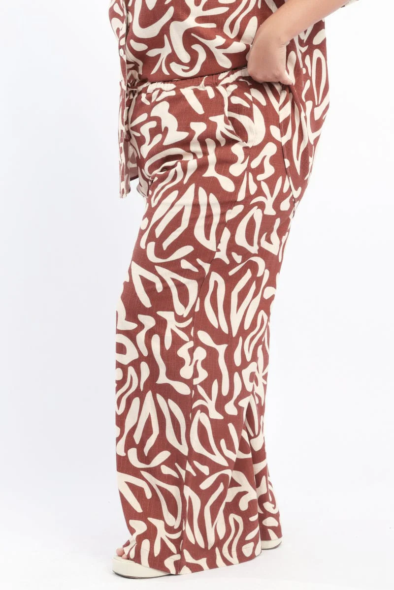 Brown Geo Wide Leg Pants - Image 5