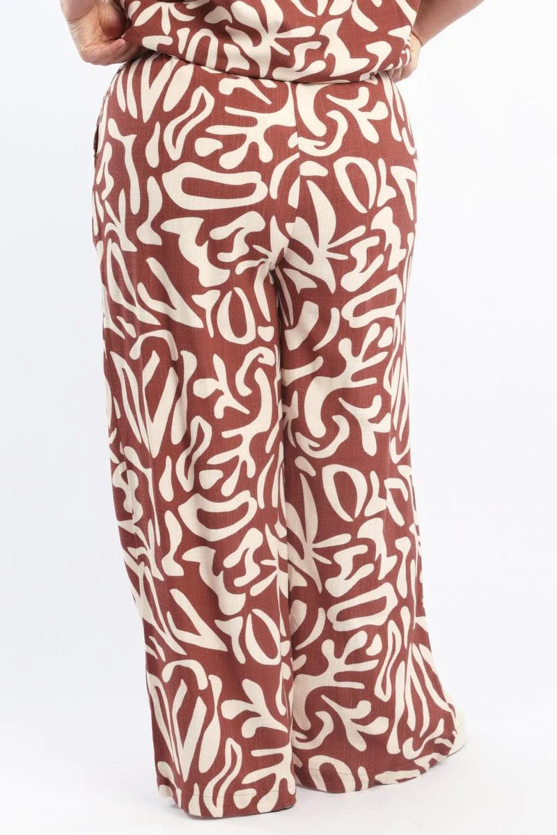 Brown Geo Wide Leg Pants - Image 6