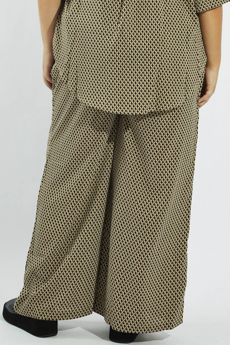 Brown Geo Wide Leg Pants High Rise - Image 5