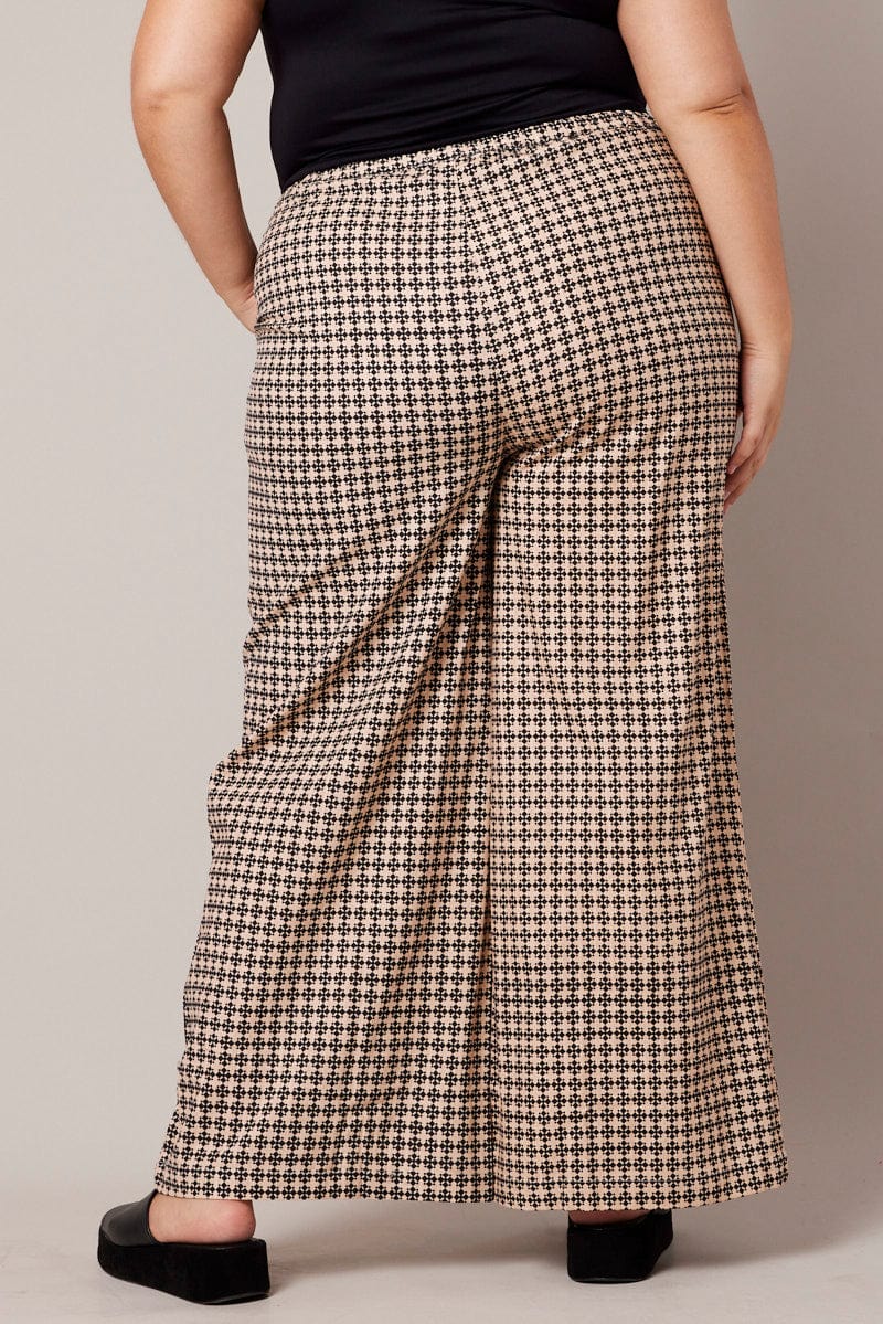 Brown Geo Wide Leg Pants High Rise - Image 5