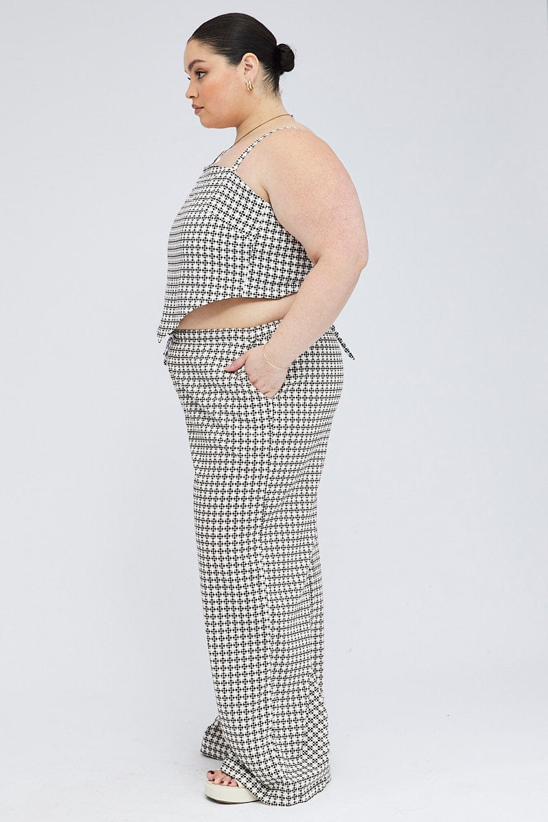 Brown Geo Wide Leg Pants High Rise - Image 4