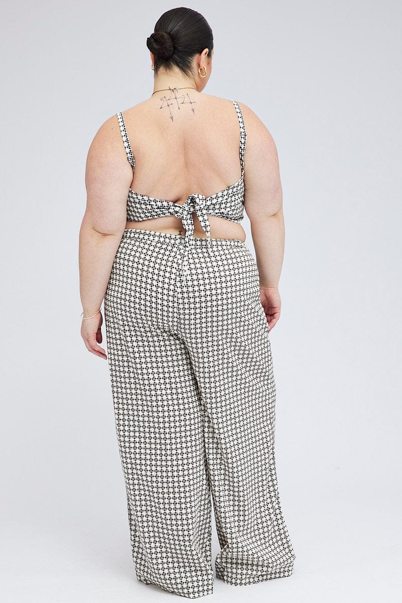 Brown Geo Wide Leg Pants High Rise - Image 5