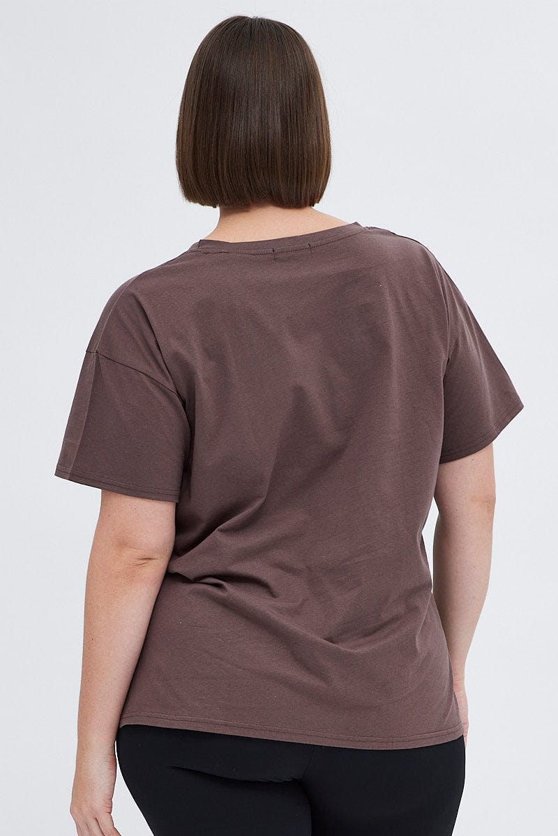 Brown Graphic T-shirt Electric Dreams Print - Image 5