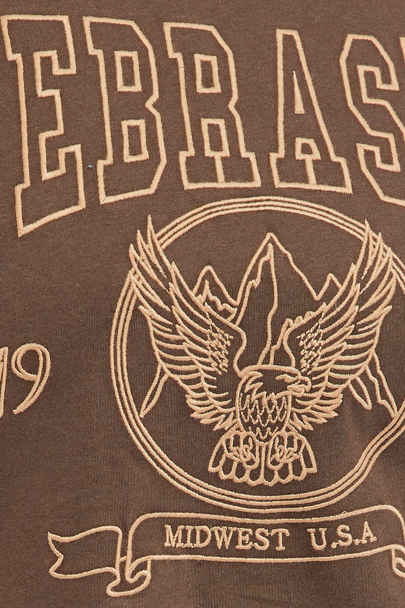Brown Graphic T-shirt Short Sleeve Crew Neck - Image 6