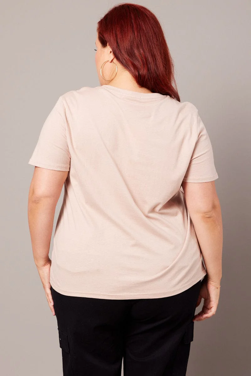 Brown Graphic T-shirt Short Sleeve Crew Neck - Image 5