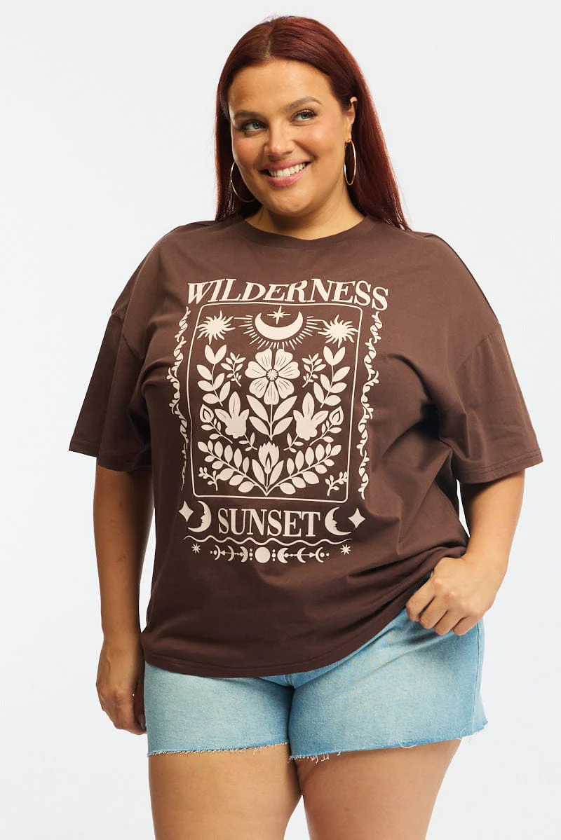 Brown Graphic Tee Short Sleeve