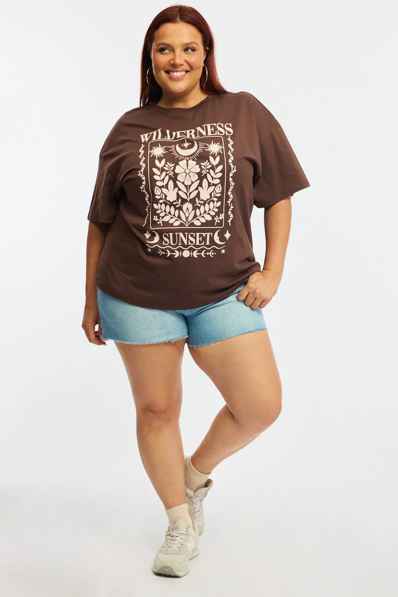 Brown Graphic Tee Short Sleeve - Image 2