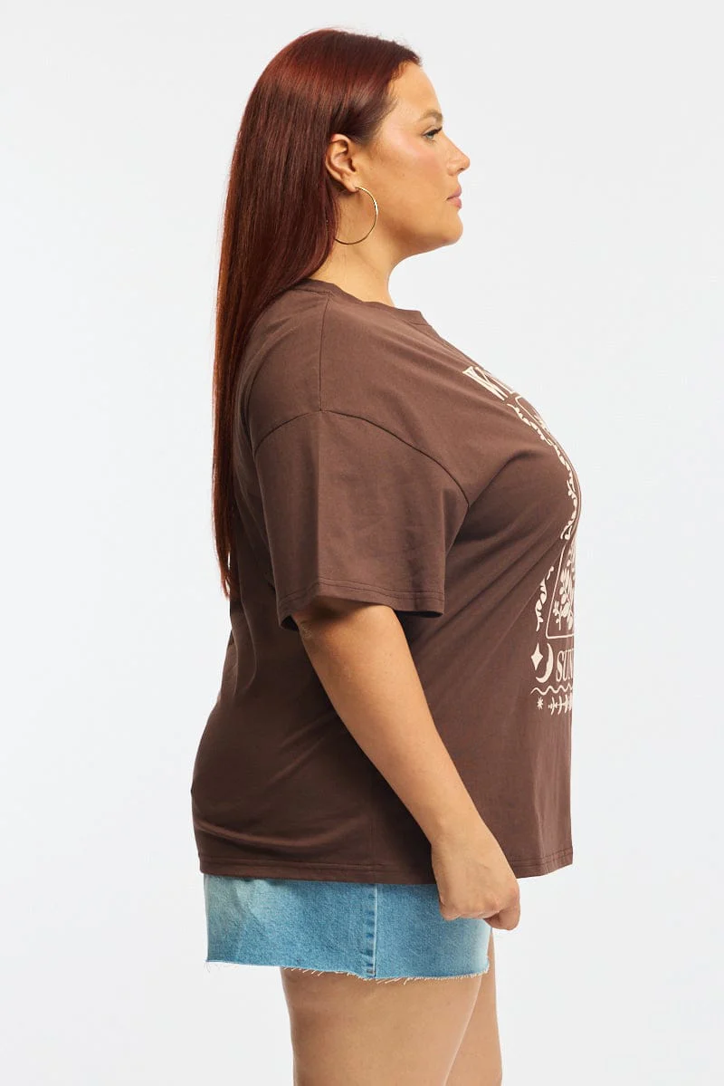 Brown Graphic Tee Short Sleeve - Image 3