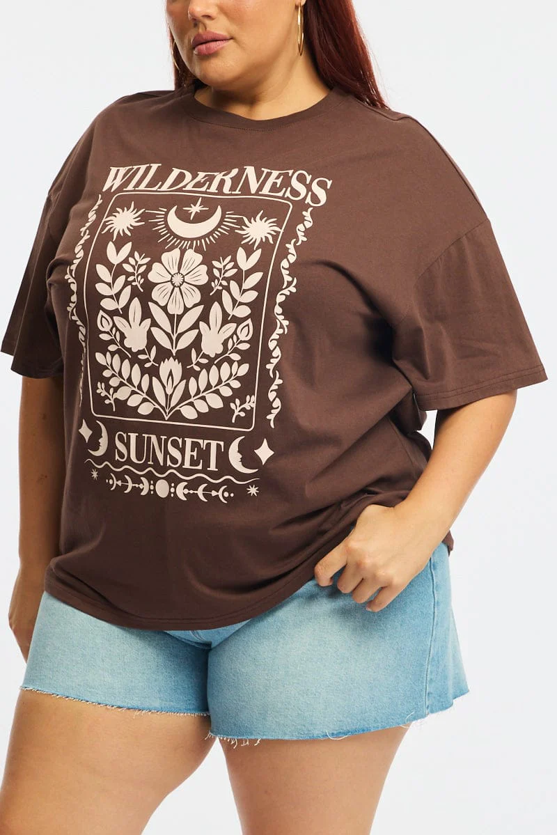 Brown Graphic Tee Short Sleeve - Image 5