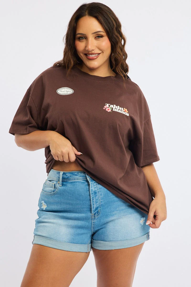 Brown Graphic Tee Short Sleeve