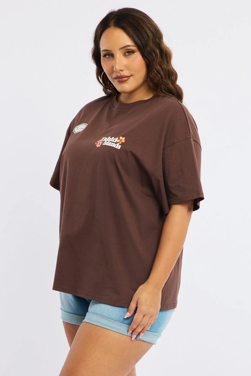 Brown Graphic Tee Short Sleeve - Image 3