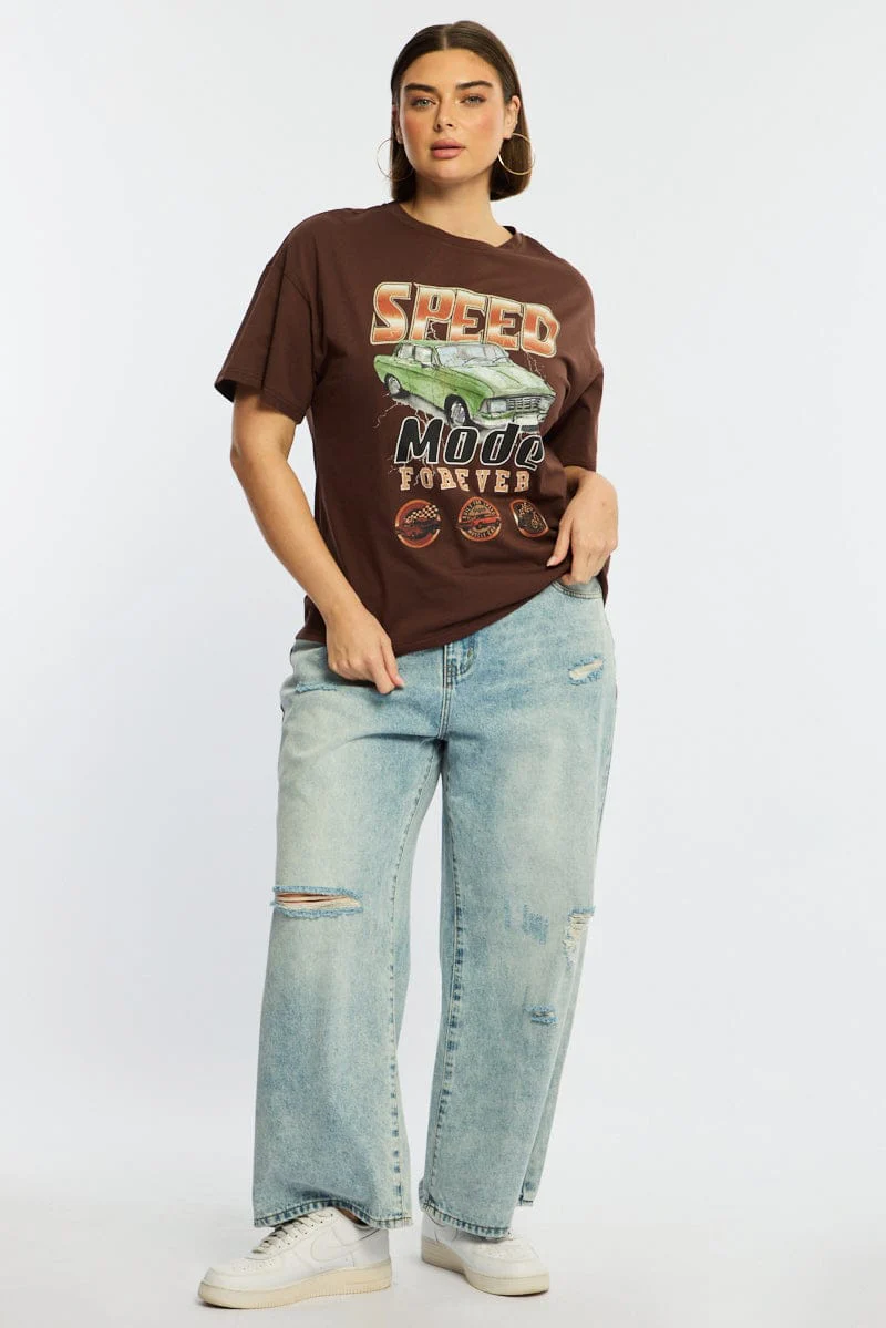 Brown Graphic Tee Short Sleeve - Image 2