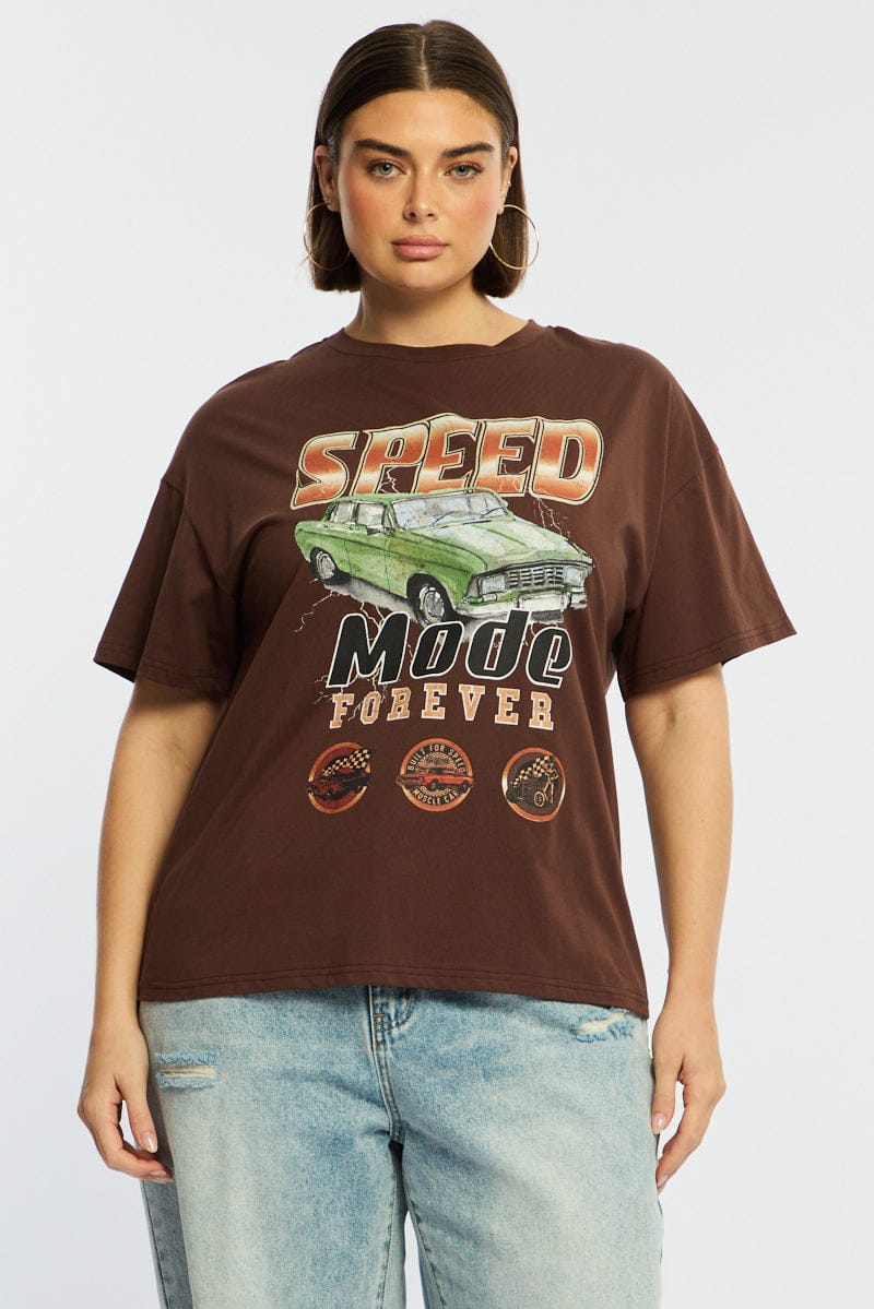 Brown Graphic Tee Short Sleeve - Image 3