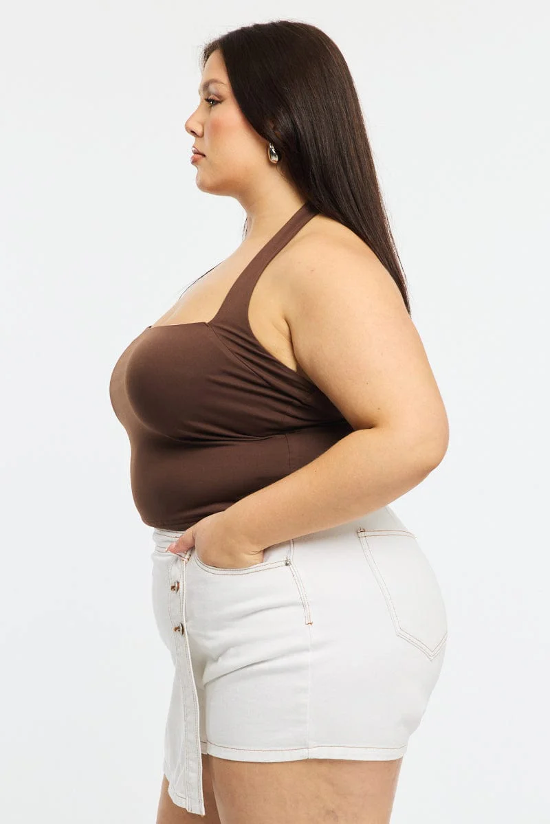 Brown Halter Neck Top Supersoft - Image 3
