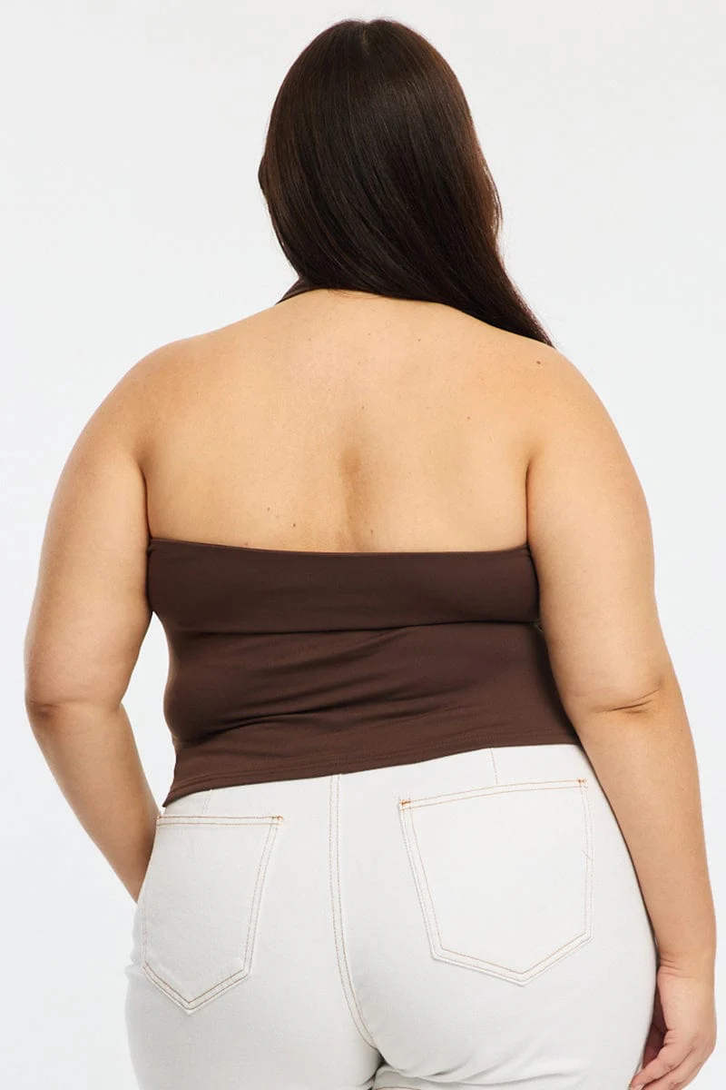 Brown Halter Neck Top Supersoft - Image 4