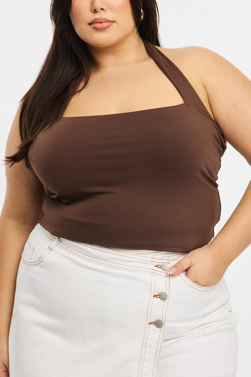 Brown Halter Neck Top Supersoft - Image 5