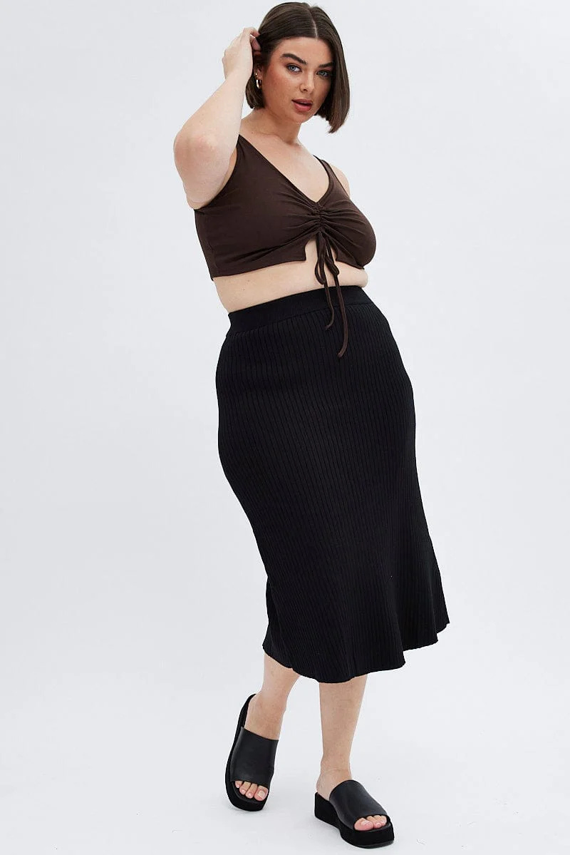 Brown Halter Top Butterfly Gather Front Jersey - Image 2