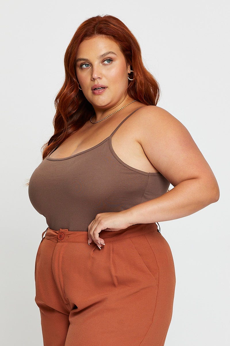 Brown Jersey Bodysuit Round Neck - Image 4
