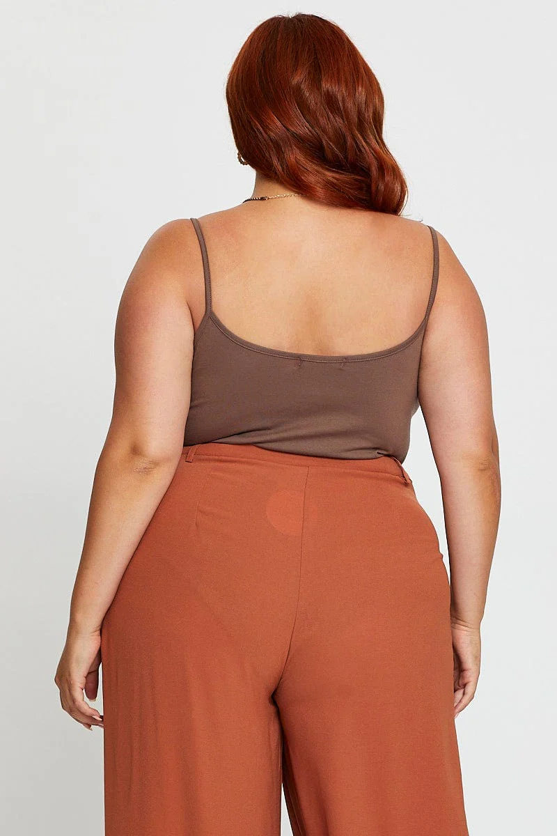 Brown Jersey Bodysuit Round Neck - Image 5