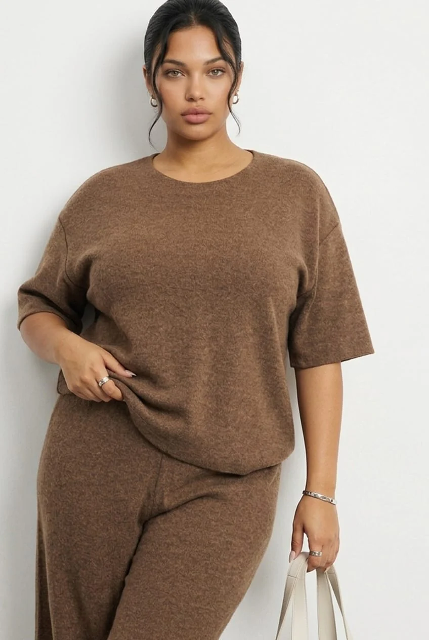 Brown Jersey Top Short Sleeve